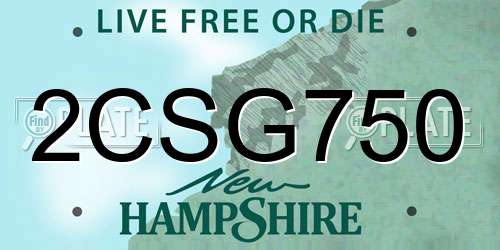 2CSG750 New Hampshire License Plate