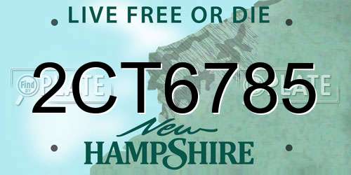 2CT6785 New Hampshire License Plate
