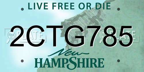 2CTG785 New Hampshire License Plate
