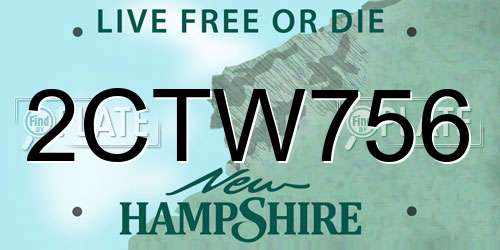 2CTW756 New Hampshire License Plate