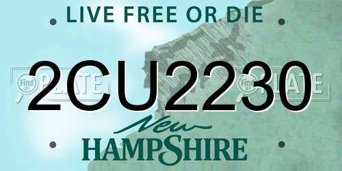 2CU2230 New Hampshire License Plate