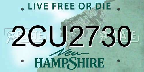 2CU2730 New Hampshire License Plate