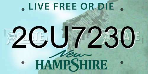 2CU7230 New Hampshire License Plate