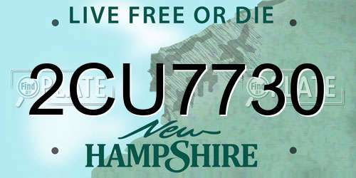 2CU7730 New Hampshire License Plate