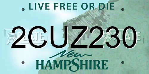 2CUZ230 New Hampshire License Plate
