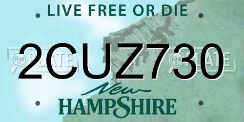 2CUZ730 New Hampshire License Plate
