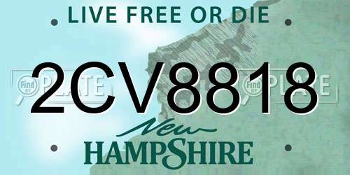 2CV8818 New Hampshire License Plate