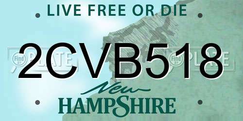 2CVB518 New Hampshire License Plate