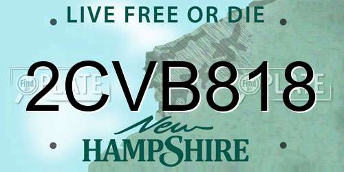 2CVB818 New Hampshire License Plate