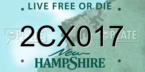 2CX017 New Hampshire License Plate