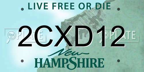 2CXD12 New Hampshire License Plate