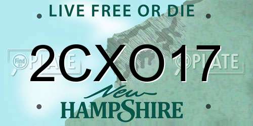 2CXO17 New Hampshire License Plate