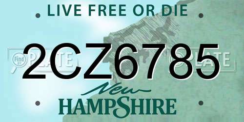 2CZ6785 New Hampshire License Plate