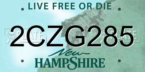 2CZG285 New Hampshire License Plate