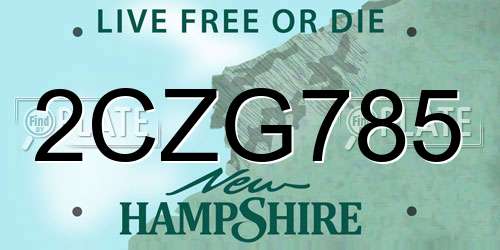 2CZG785 New Hampshire License Plate
