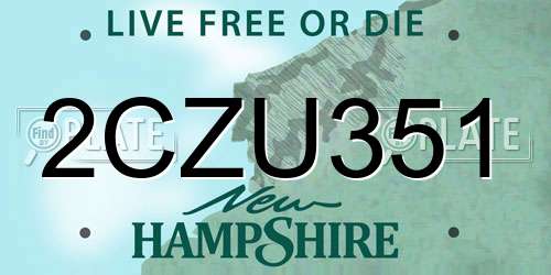 2CZU351 New Hampshire License Plate