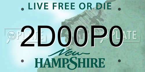 2D00P0 New Hampshire License Plate