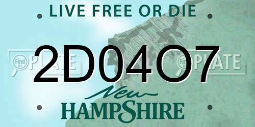 2D04O7 New Hampshire License Plate