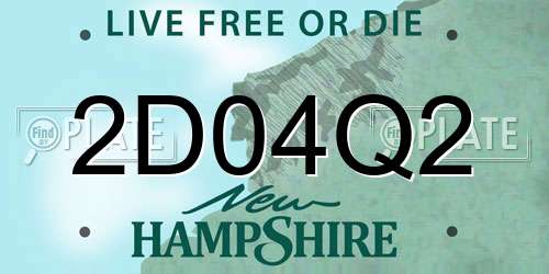 2D04Q2 New Hampshire License Plate