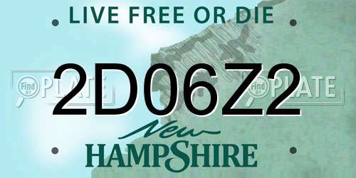 2D06Z2 New Hampshire License Plate