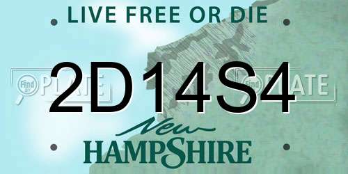 2D14S4 New Hampshire License Plate