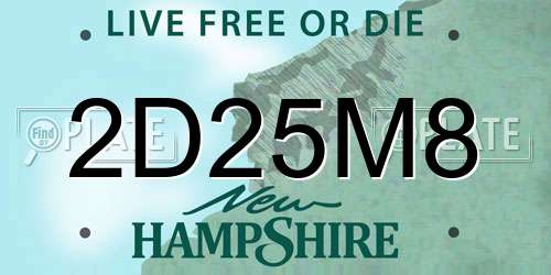 2D25M8 New Hampshire License Plate