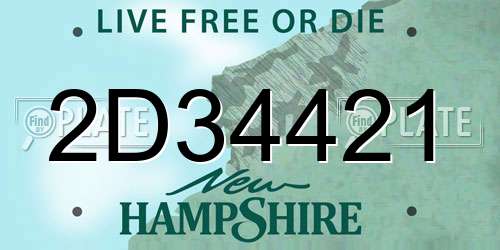 2D34421 New Hampshire License Plate