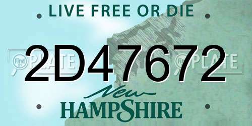 2D47672 New Hampshire License Plate