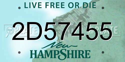 2D57455 New Hampshire License Plate