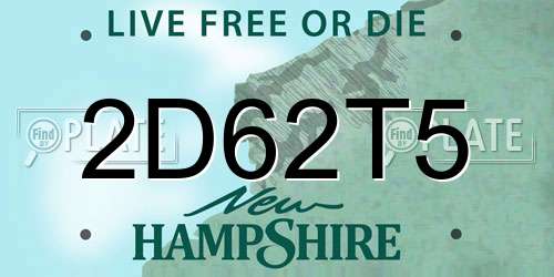 2D62T5 New Hampshire License Plate