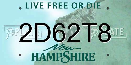 2D62T8 New Hampshire License Plate