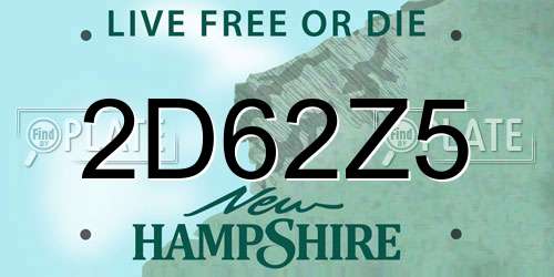 2D62Z5 New Hampshire License Plate