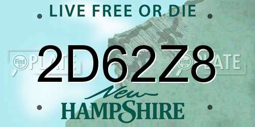 2D62Z8 New Hampshire License Plate