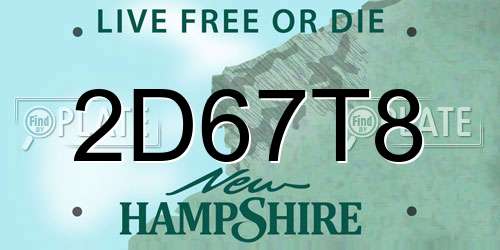2D67T8 New Hampshire License Plate