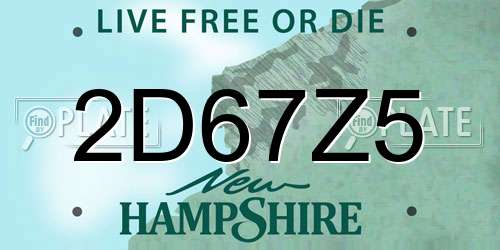 2D67Z5 New Hampshire License Plate