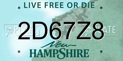 2D67Z8 New Hampshire License Plate