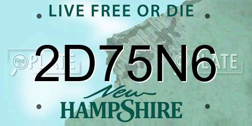 2D75N6 New Hampshire License Plate