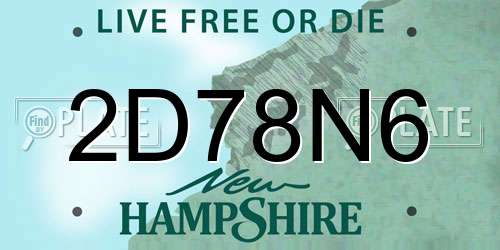2D78N6 New Hampshire License Plate