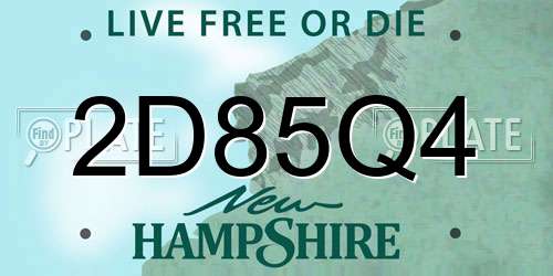 2D85Q4 New Hampshire License Plate