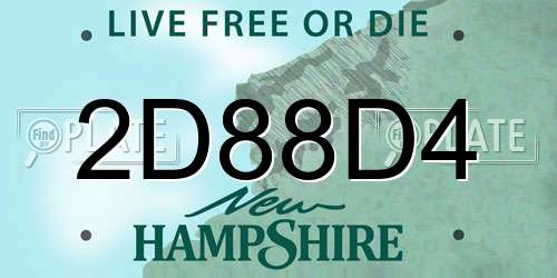 2D88D4 New Hampshire License Plate