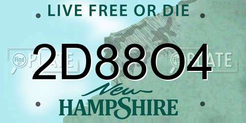 2D88O4 New Hampshire License Plate