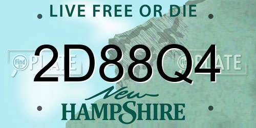 2D88Q4 New Hampshire License Plate