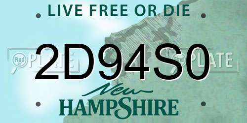 2D94S0 New Hampshire License Plate