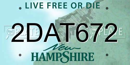 2DAT672 New Hampshire License Plate