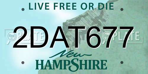 2DAT677 New Hampshire License Plate