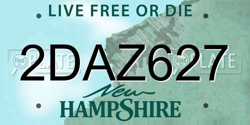 2DAZ627 New Hampshire License Plate