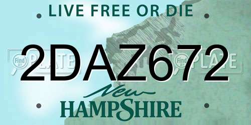 2DAZ672 New Hampshire License Plate