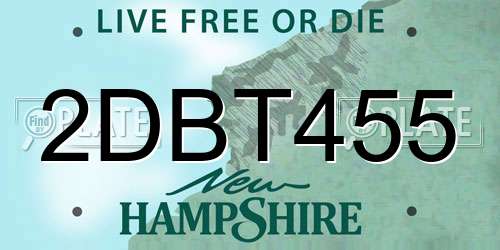 2DBT455 New Hampshire License Plate