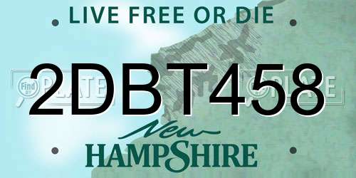 2DBT458 New Hampshire License Plate