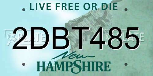 2DBT485 New Hampshire License Plate